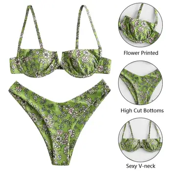 

Melphieer Lady's 2020 Underwired high cut chic florals bikini set in stock