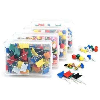 

Map Tacks Push Pins with Points for World Map, Cork Notice Board, Assortment 4 Styles Thumb Tacks for Cork Bulletin Board, Pic