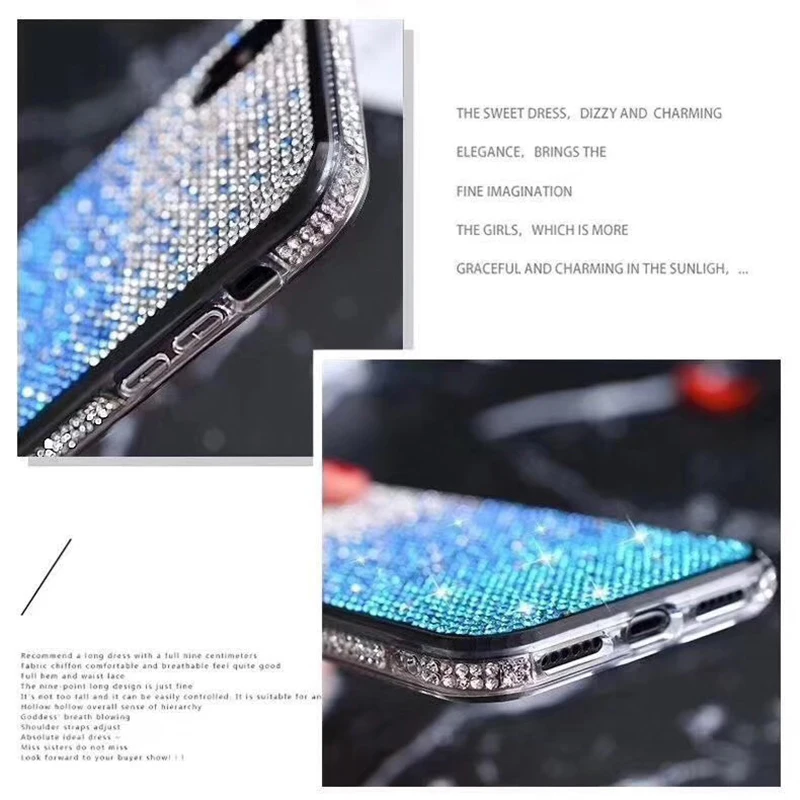 Роскошный градиентный полный Алмазный чехол для телефона fundas для iPhone 11 Pro XR XS MAX X 7 8 6s Plus Роскошные блестящие стразы мягкий чехол