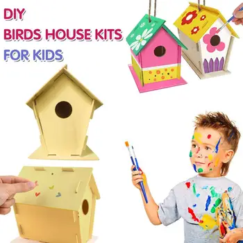 

DIY Birdhouse Kit Portable Wooden Bird House Creative Wall-mounted Wooden Outdoor Bird Nest Birdhouse Wooden Box