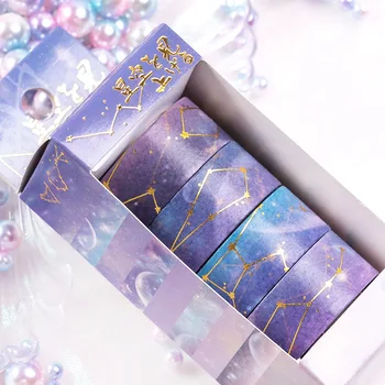 

4pcs Beautiful Foil Washi Tape Set 15mm Night Sky Sakura Flower Gold Adhesive Masking Tapes Album Diary Book Sticker E6374