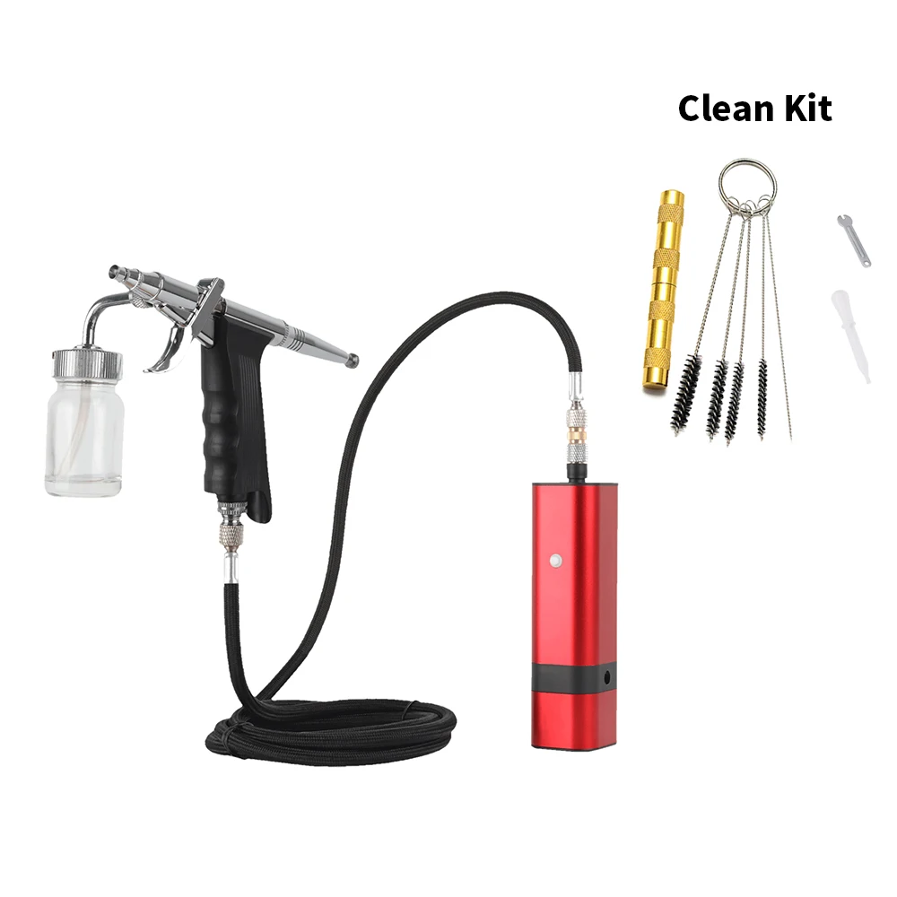 Mini Compressor Set Red Machine With Siphon Trigger Type Spray Gun For