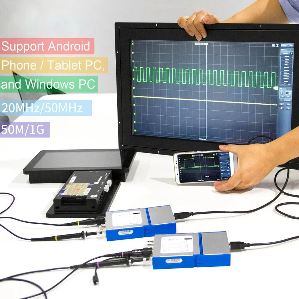 

C520 Series 2 CH USB Android&PC Virtual Digital Oscilloscope Handheld Bandwidth 20M 50M Signal Generator Logic Analyzer