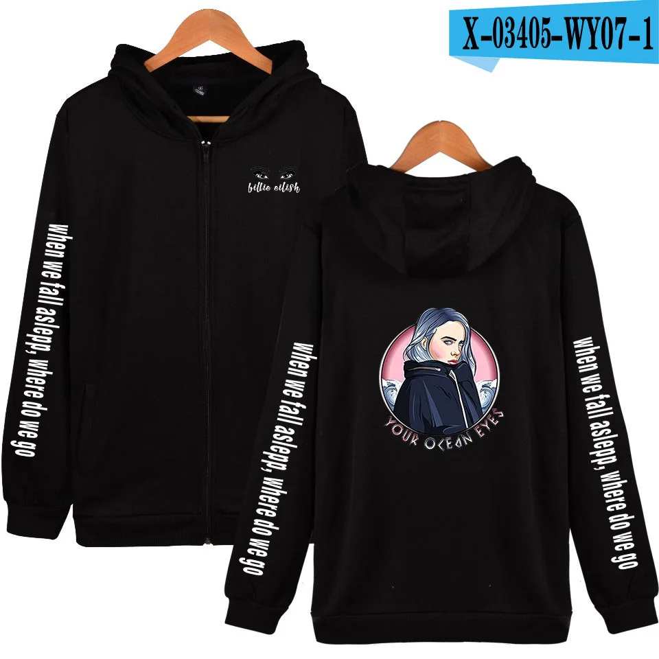 Billie Eilish мужские женские худи толстовки с капюшоном куртки мужские флисовые уличные теплые спортивные пальто с капюшоном бархатная Толстовка - Цвет: C black