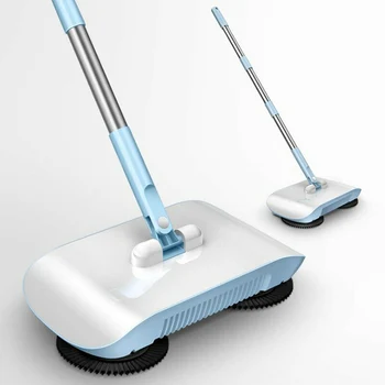 

2 in 1 Hand Push Lazy Cleaning Sweeping Broom Set Home Sweeper with Rags E2S