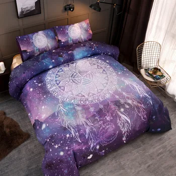 

Unicorn Printing Bedding Set Dreamcatcher 3D Universe Outer Space Themed Duvet Cover Set King Queen Size Bed Linen