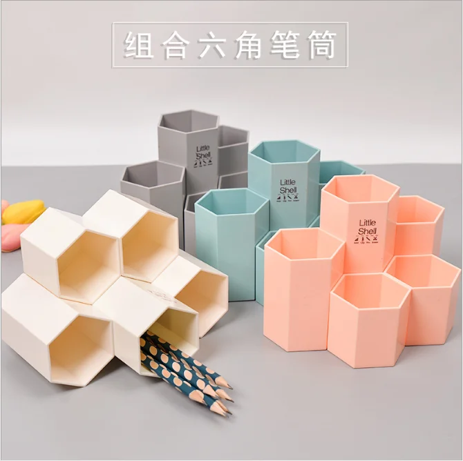 

Plastic pen holder creative receiver three-layer pen holder stationery school supplies pure color creative Korean fashion simple