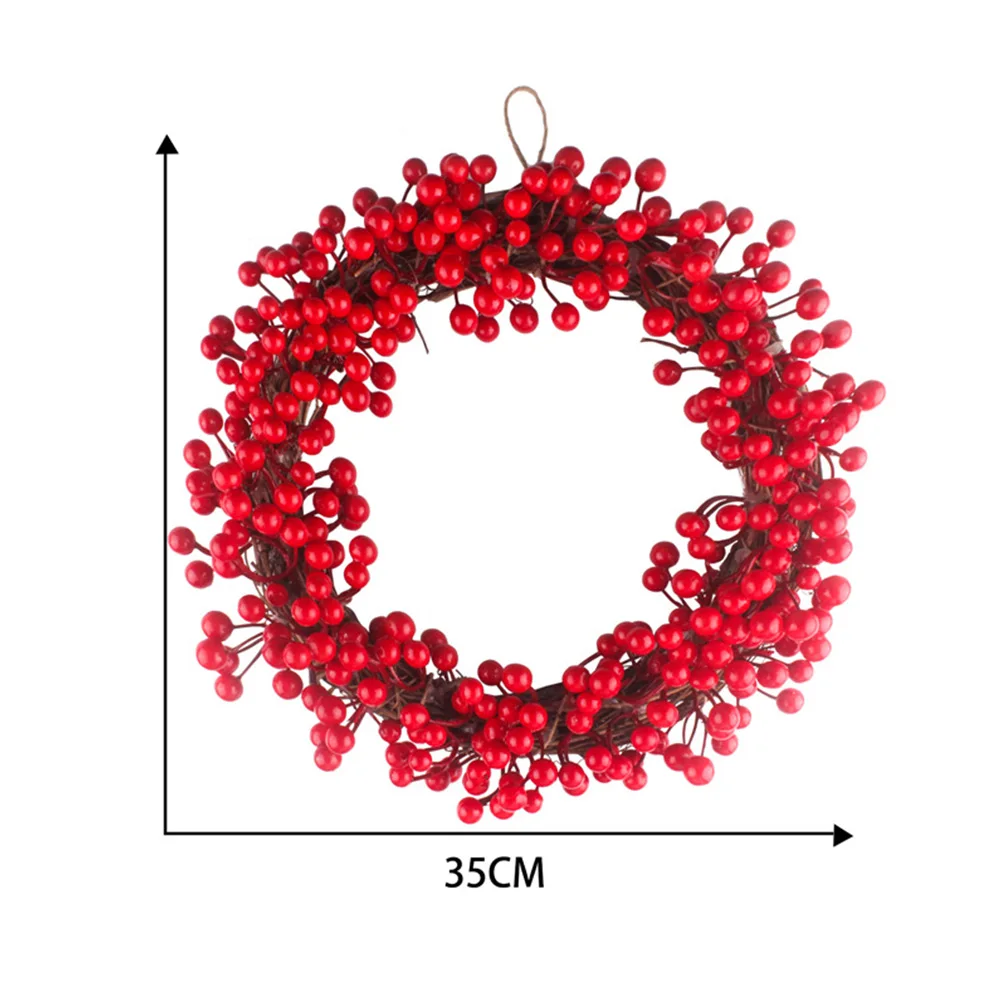 

35cm Christmas Wreath Simulation Berry Decorative Wreath Red Fruit Garland for Christmas Hotel Mall Hanging Decoration