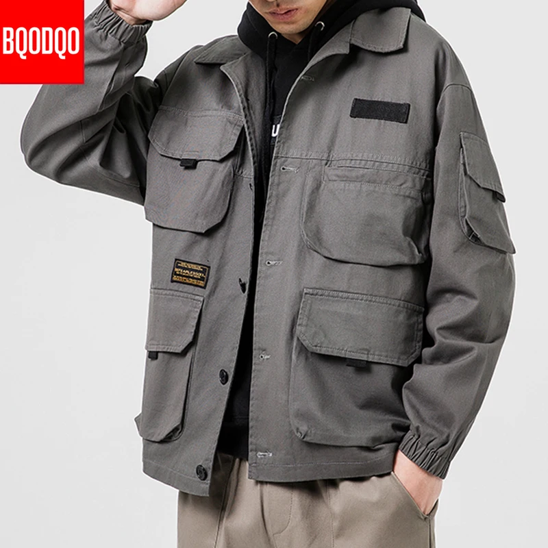 Fitness Military Army Green Jacket Coat For Men Autumn Multi-Pocket Jackets Winter Streetwear Casua