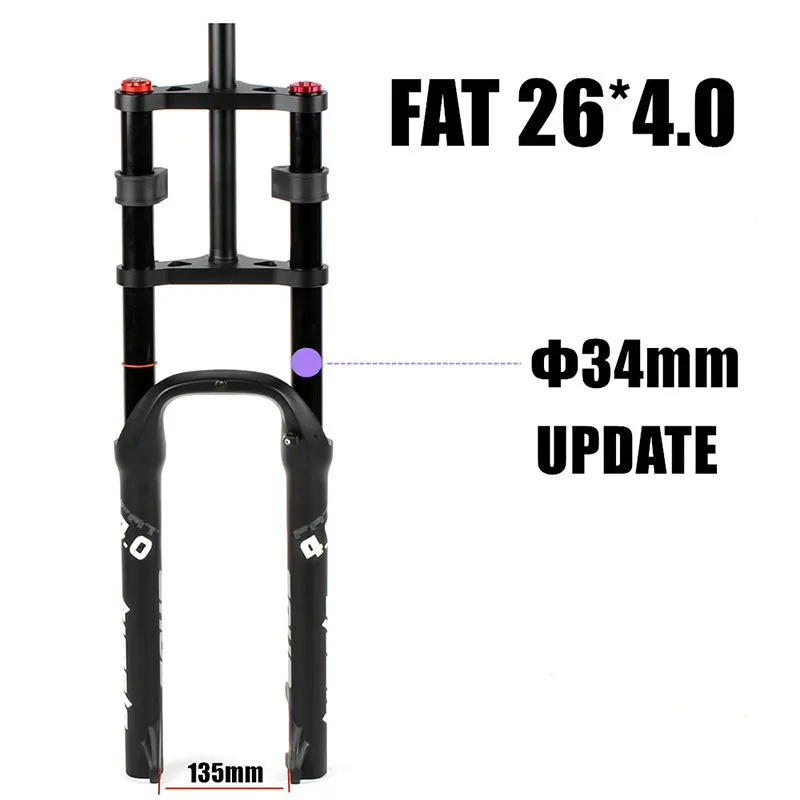 

HIMALO Fat Bicycle Fork Double Shoulder Rebound Adjustment 26" 4.0" Air MTB Moutain E- Bike 135mm Shock for Beach Snow Bicycle