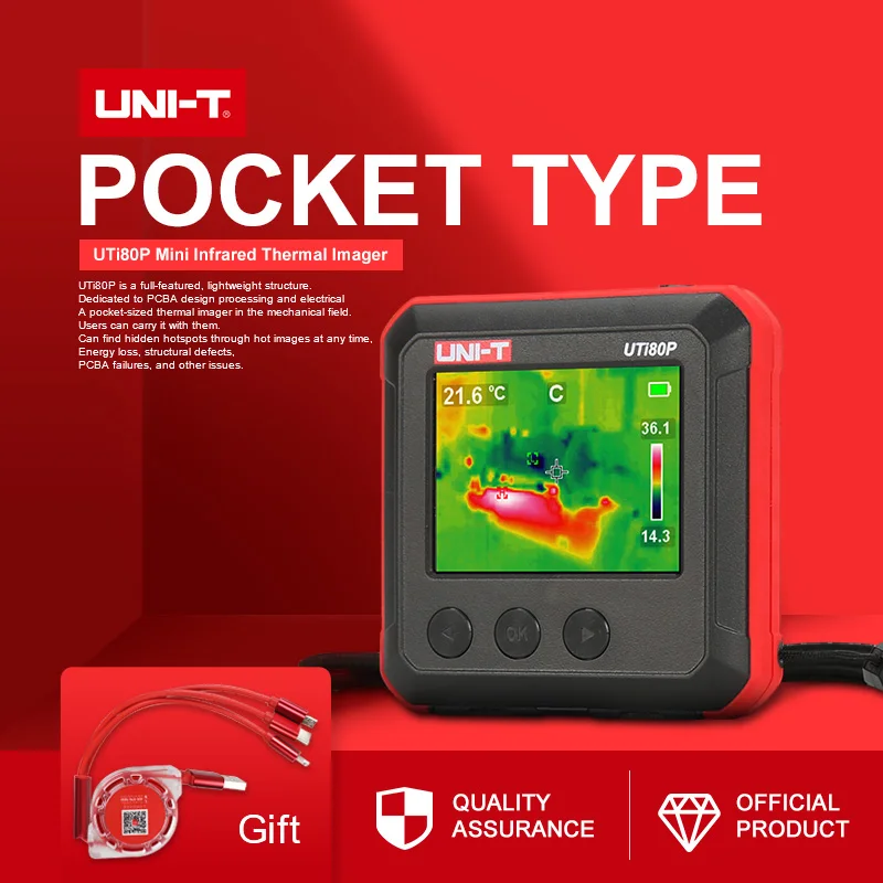 

UTi80P Portable Digital TFT LCD Infrared Thermal Imager -10-400 Celcius Degree 4800 pixels for PC Analysis Software Connect PC