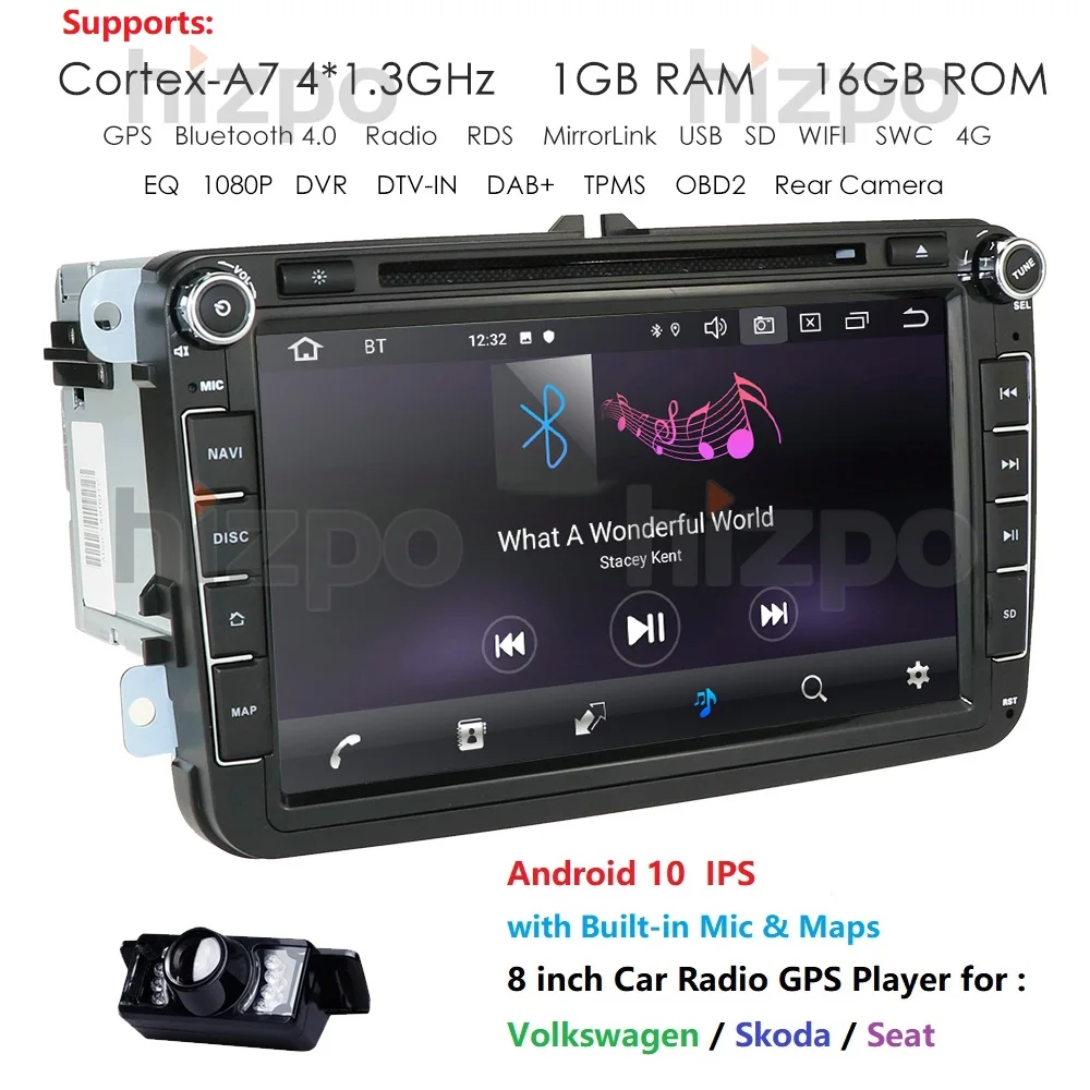 Автомагнитола 2 Din 4G Android 10 для VW/Volkswagen/POLO/Golf/Skoda/Seat/Leon/PASSAT B6 автомобильный GPS