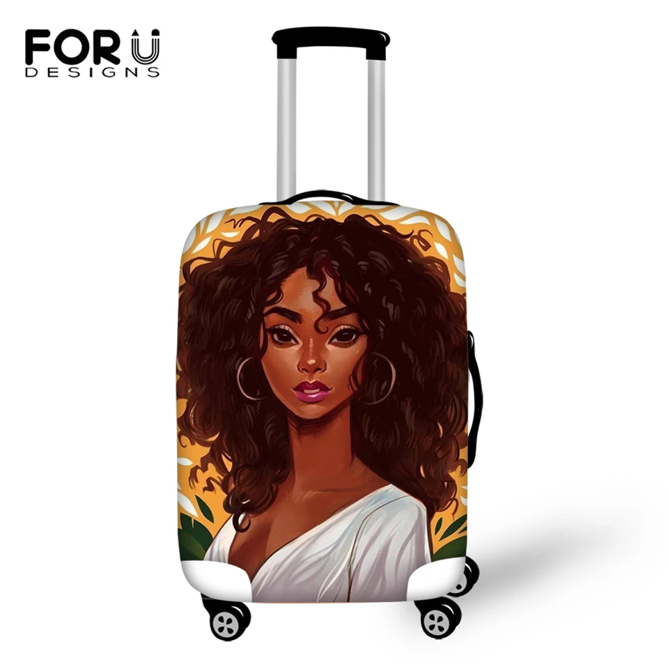 FORUDESIGNS/мультяшный багажный чехол для девочек в африканском стиле с принтом, аксессуары для путешествий, чехол для чемодана, только чехол