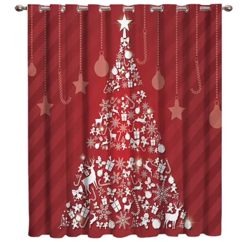

Christmas Tree Room Curtains Large Window Blackout Bedroom Outdoor Window Treatment Ideas Curtains And Drapes Party Decoration