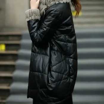 

Genuine Sheepskin Coat Winter Mink Fur Collar Down Jackets for Women Real Leather Jacket Chaqueta Mujer MY