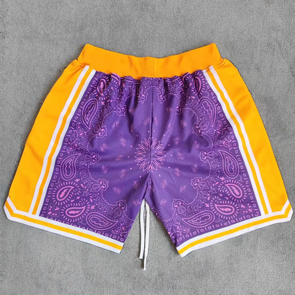 Sun Printed Streetwear Basketball Shorts with Zipper Pockets