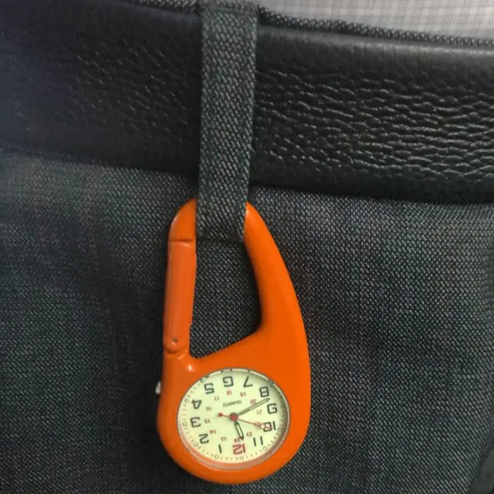 Mini Clip-on Carabiner Watch Portable Outdoor Pocket Watch Luminous Shock Resistance Backpack Clip Keychain Accessories carabiner clips key chain clip keychain carabiner