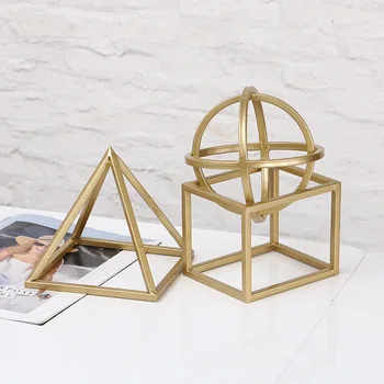 

Metal solid geometry small ornaments tea table living room porch wall cabinet sample room decoration artwork