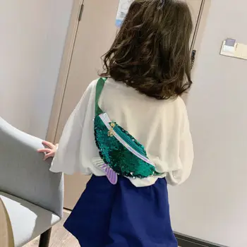 

Cute Sequin Small Bag Purse Shoulder Crossbody Handbag Kids Waist Packs 2020 New Phone Pouch