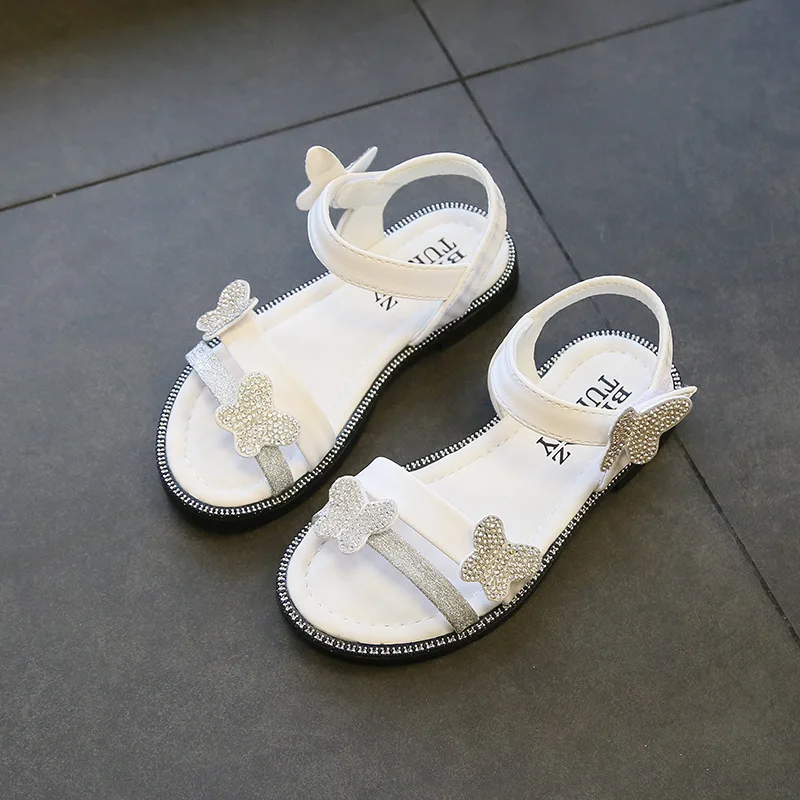 2020Summer New Girls Sandal Rhinestone Kids princess Shoes child Kids Sandal Black Pink White 4T 5T 6T 7T 8T 9T 10T 11T 13T 14T