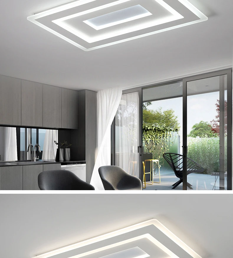 Ultra-thin Surface Mounted Modern Led Ceiling Lights lamparas de techo Rectangle acrylic Square Ceiling lamp fixtures