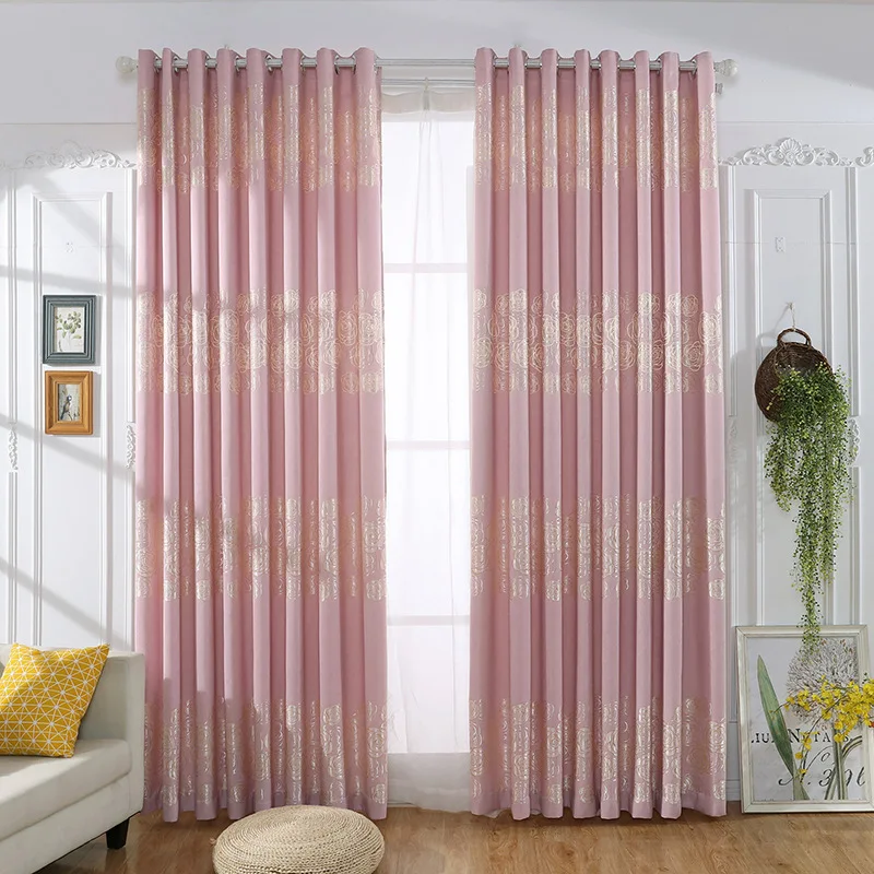 

Bright Silk Jacquard Blackout Curtain Fabric for Bedroom Study Blackout General Pleat Curtain for Living Room