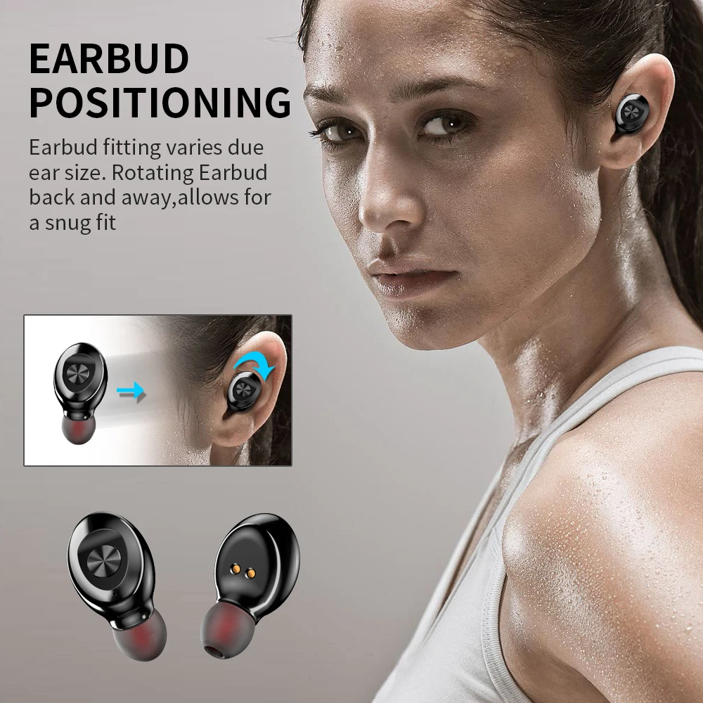 FOOVDO 5 0 Bluetooth Earphone Wireless Headphone Sport Earpiece Mini Headset Stereo In Ear IPX5 Waterproof TWS Power Display