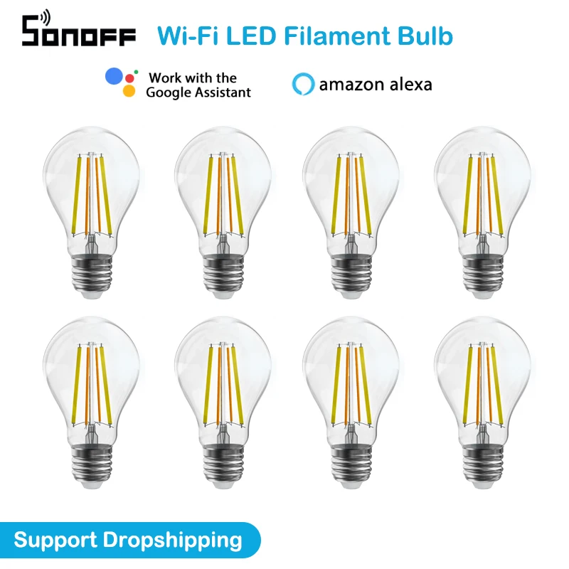 Умная Светодиодная лампа SONOFF B02-F-ST64/A60 с Wi-Fi 5 шт. энергосберегасветильник