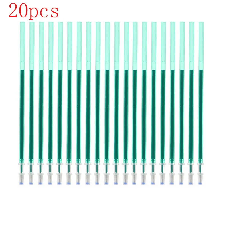 20pc green 20 шт./упак. стираемая гелевая ручка 0,5 мм синий/черный/фиолетовый/темно-синий/темно-зеленый/оранжевый/красный/Заправка школы и офиса письменные канцелярские принадлежности - Цвет: 20pc green