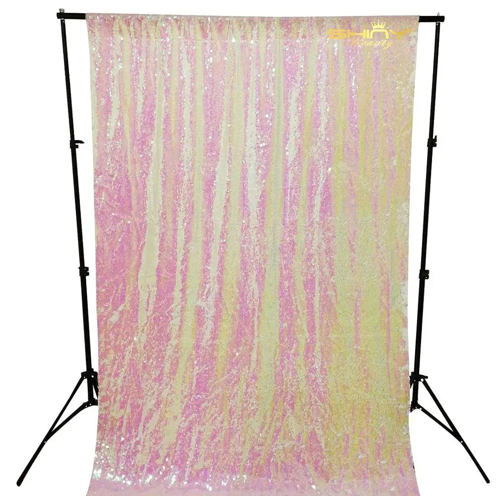 

Sequin Backdrop 2 Panels 3FTx5FT Iridescent White Wedding Pics Backdrop Reversible Sequence Curtains Mermaid Glitter Backdrop