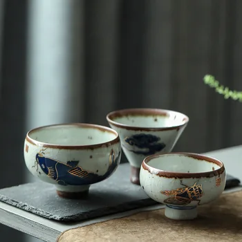 

240ml Animal teacup Chinese Retro Handmade Random Texture Color Glaze High Temperature Firing Ceramic Teacup Porcelain teacup