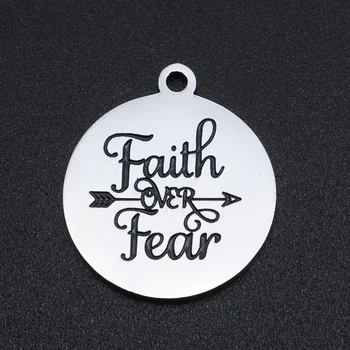 

5pcs/lot 100% Stainless Steel Faith Over Fear Charms Pendants Wholesale Accept OEM Order Never Tarnish High Polish Charms