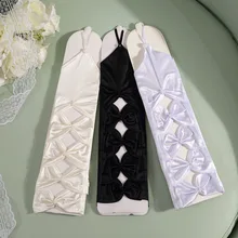 Женские свадебные перчатки без пальцев, 5 цветов, свадебные перчатки без пальцев, свадебные перчатки до локтя, Свадебные Вечерние перчатки с бантом, S295