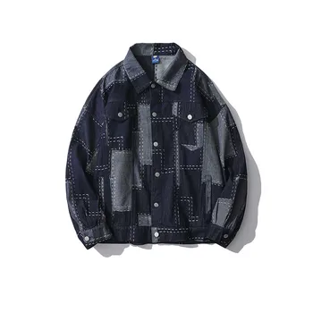 

2020 Autumn Japanese-style Retro Contrast Color Joint Jeans Coat Male State Popular Brand Street Relaxed Casual Coach Jacket