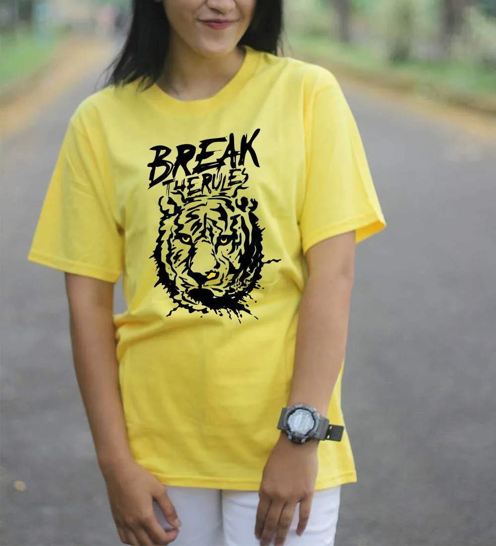 

Gothic Style Break The Rule Tiger Print t shirt women Vintage Cartoon 100% Cotton tops & tees Brand womens Feminist t-shirt