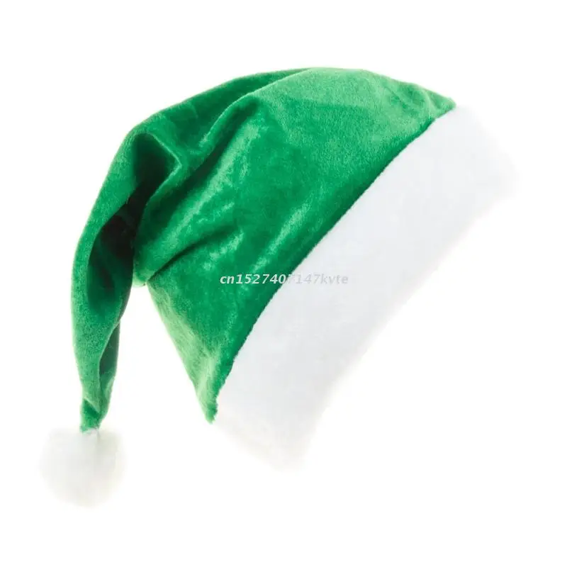 Unisex Adult's Children Santa Claus Christmas Hat for Wowen Man Xmas Holiday Green Headwear Velvet Cosplay Props