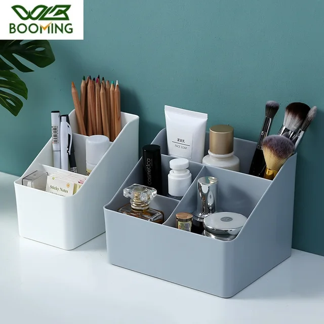 WBBOOMING Plastic Desktop Sundries Storage Makeup Organizer Cosmetic Makeup Brush Storage Case Home Office Bathroom Storage Box 1