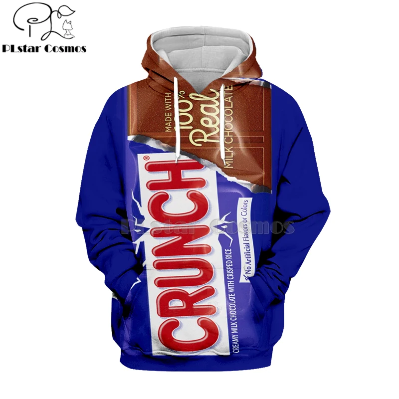 Neueste Süßigkeiten Snack Tasche Schokoladen sauce 3d Hoodies Essen Harajuku Männer Frauen Langarm Pullover Kapuze Sweatshirt lässige Marke