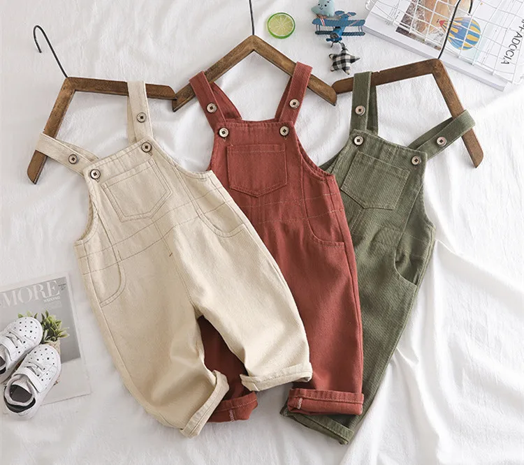 Children's Jumpsuit Fashion Korean Pocket Baby Overalls Toddler Boys Pants Spring Autumn Casual Newborn Baby Girls Jumpsuits New