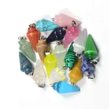

5pcs New Fashion 33*15mm natural stone pendant hexagonal cone shape charm jewelry line hammer wholesale free shipping