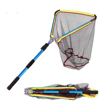 

200cm Aluminum Alloy Triangle Folding Foldable Telescopic Landing Fishing Net Dip Net Fish Trap Casting Network Fishing Mesh