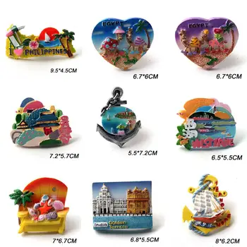 

Resin Fridge Magnet EGYPT CHINA HANGZHOU PHILPPINES INDIA Souvenir Refrigerator Magnetic Craft Home Decor