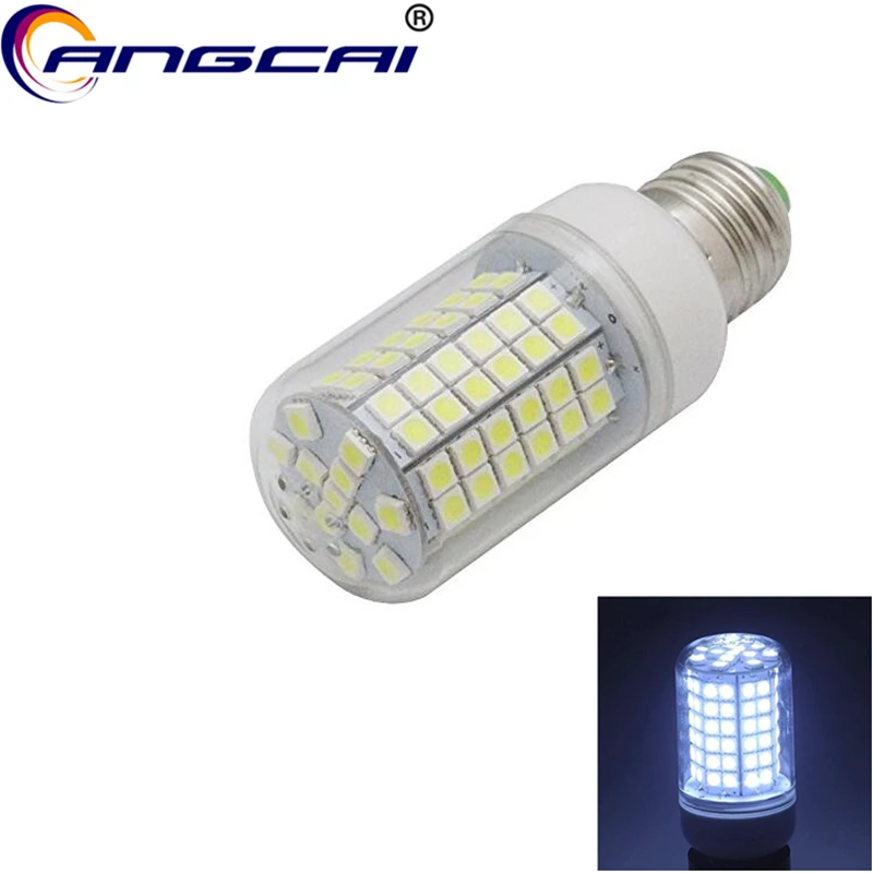 Angcai E27 12W 220V 1100LM 360 градусов светодионый кукурузный чип 5050SMD холодный белый ярче энерго сберегающие осветительные лампы 69