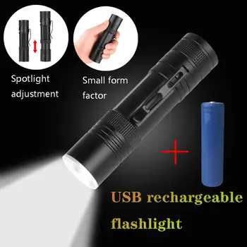 

XHP50 Bright Lamp high power rechargeable led flashlight USB LED Torch Outdoor 18650 or 26650 Battery #3B29