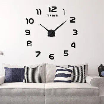 

Frameless DIY Wall Clock 3D Mirror Wall Clock Large Mute Wall Stickers for Living Room Bedroom Home Decoration