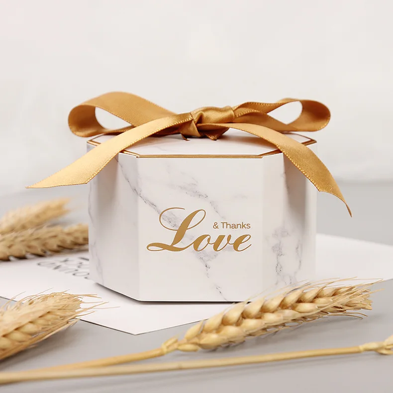 Бумажная коробка со свадебными сувенирами подарочные коробки шоколада для упаковочные подарки мешок шестигранник спасибо сумки День рождения украшения