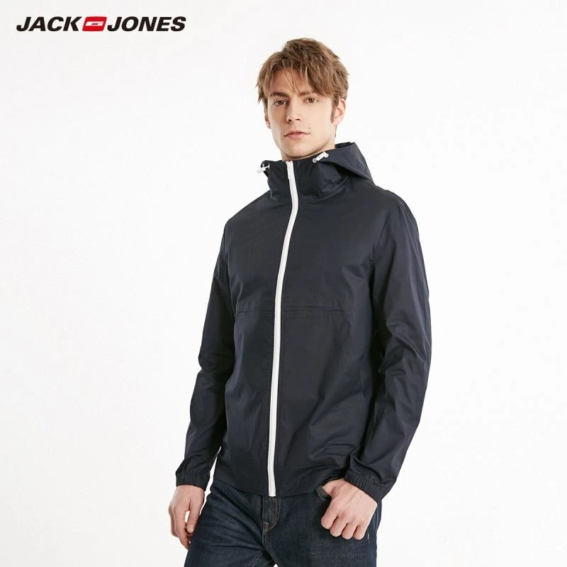 JackJones Мужская Корейская тонкая однотонная куртка с капюшоном Спортивная мужская