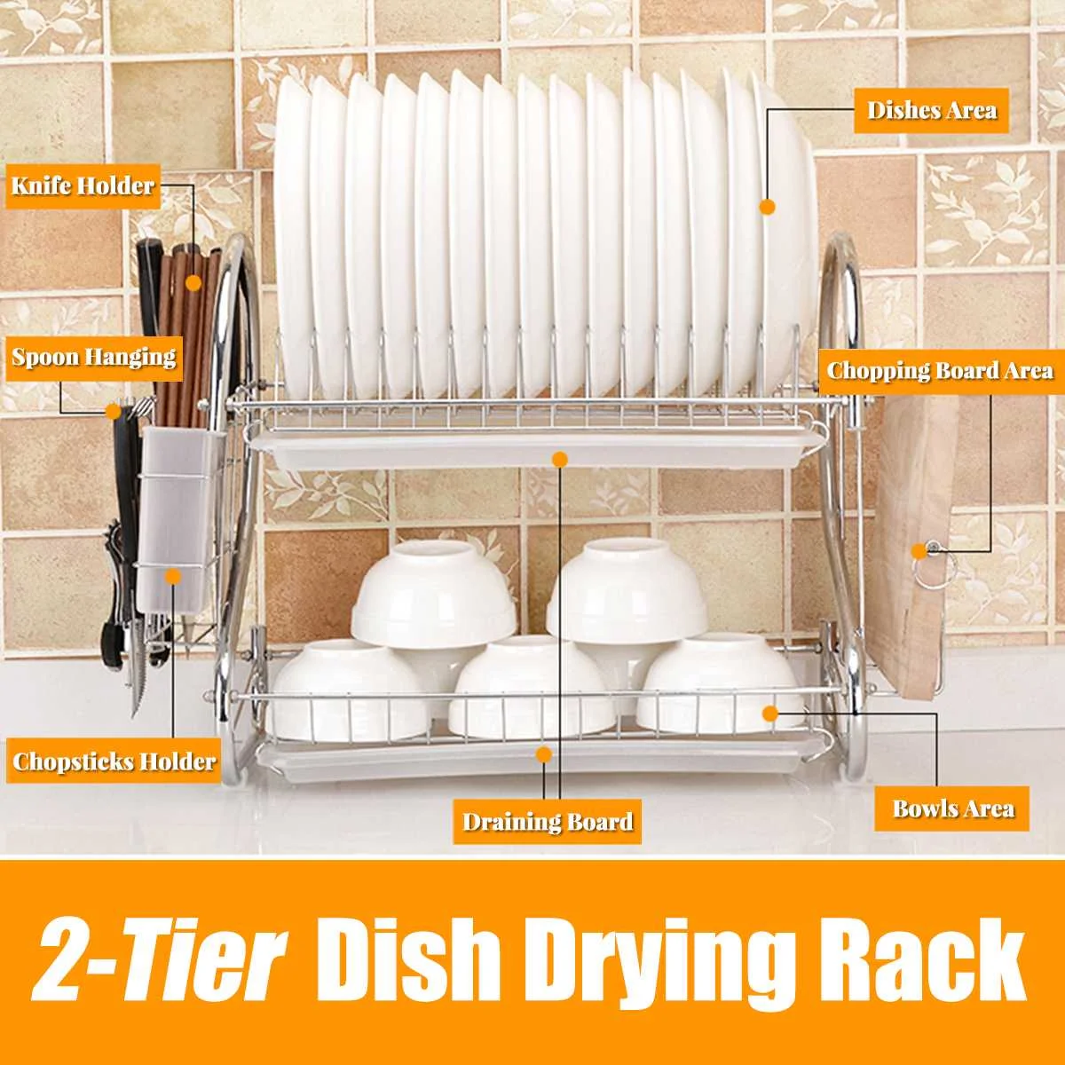 

Stainless Steel Kitchen Shelf Storage Holders Bowl Dish Storage Rack Organizer Utensil Drying Bowl Drain Rack Spoon Knife Holder