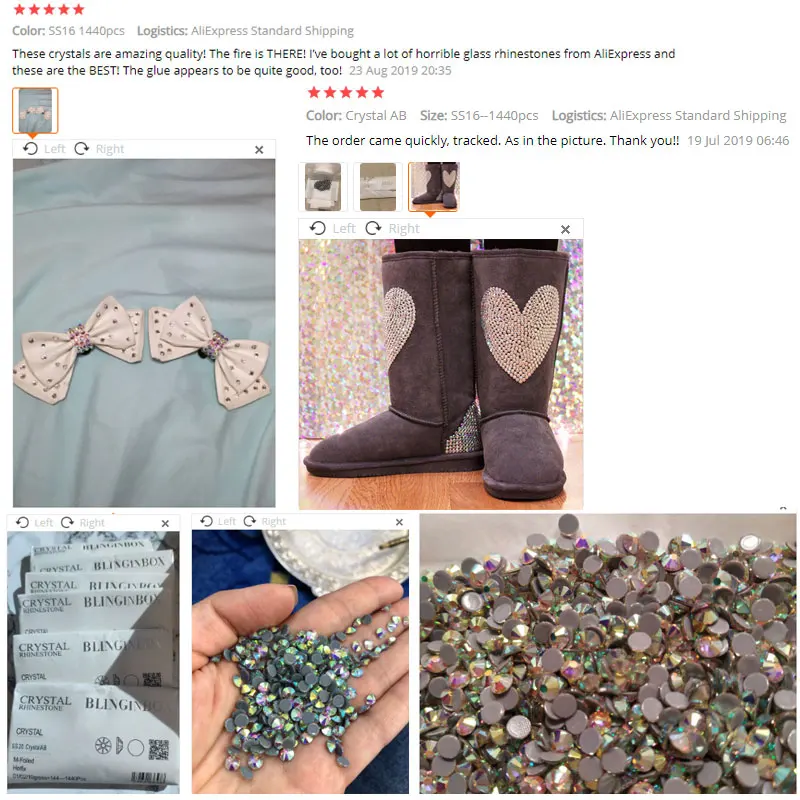 다색 2088 유리 크리스탈 AB 핫픽스 라인스톤, 8 빅 8 소형 핫픽스 아이언 온 라인스톤 E7053, 최고 품질