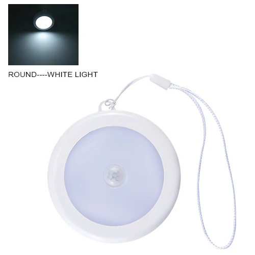 Магнитная паста светодиодный ночник с шнурком беспроводной датчик движения инфракрасный детектор настенный светильник для шкафа кухни лестницы - Испускаемый цвет: round cold white